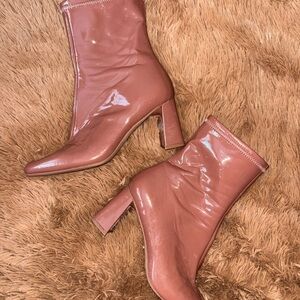 Aldo Rose Patent Ankle Boots with Block Heel